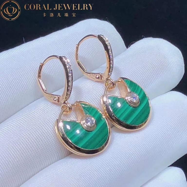 Cartier Amulette De B8301221-1 Cartier Earrings Malachite Rose Gold 3