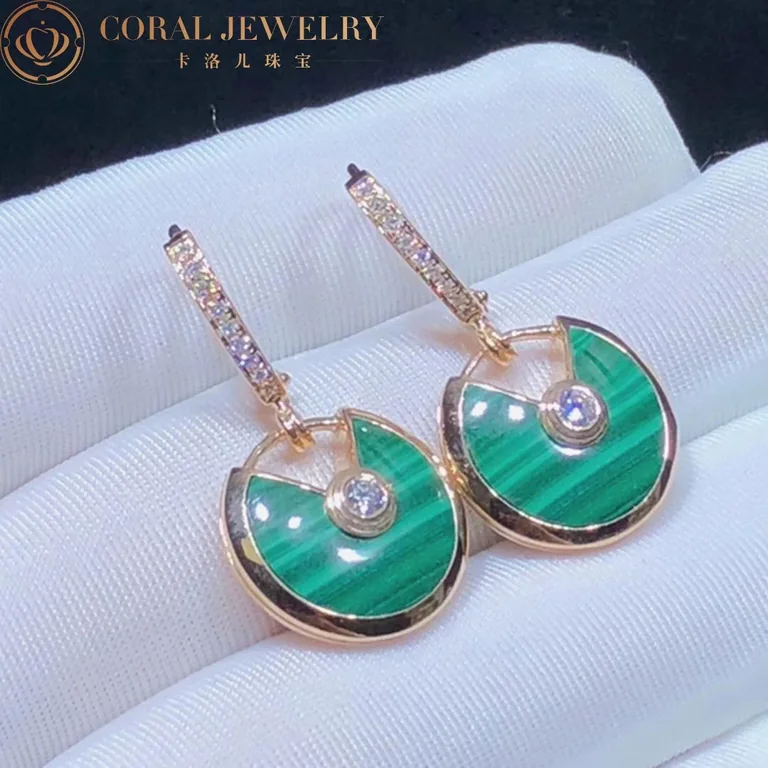 Cartier Amulette De B8301221-1 Cartier Earrings Malachite Rose Gold 2
