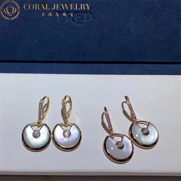 Cartier Amulette De B8301221 Cartier Earrings White mother-of-pearl Yellow Gold 5