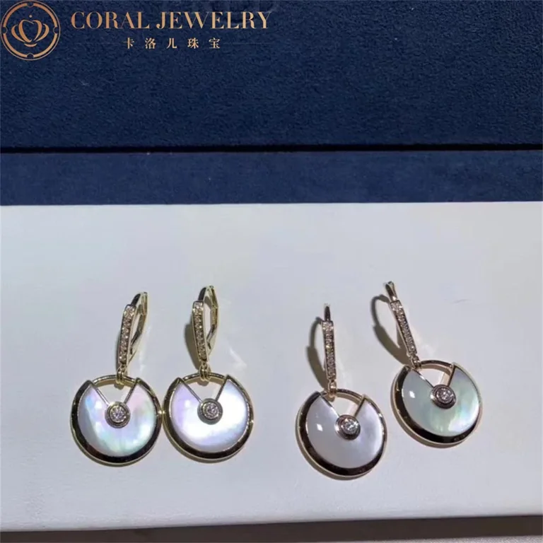 Cartier Amulette De B8301221 Cartier Earrings White mother-of-pearl Yellow Gold 4