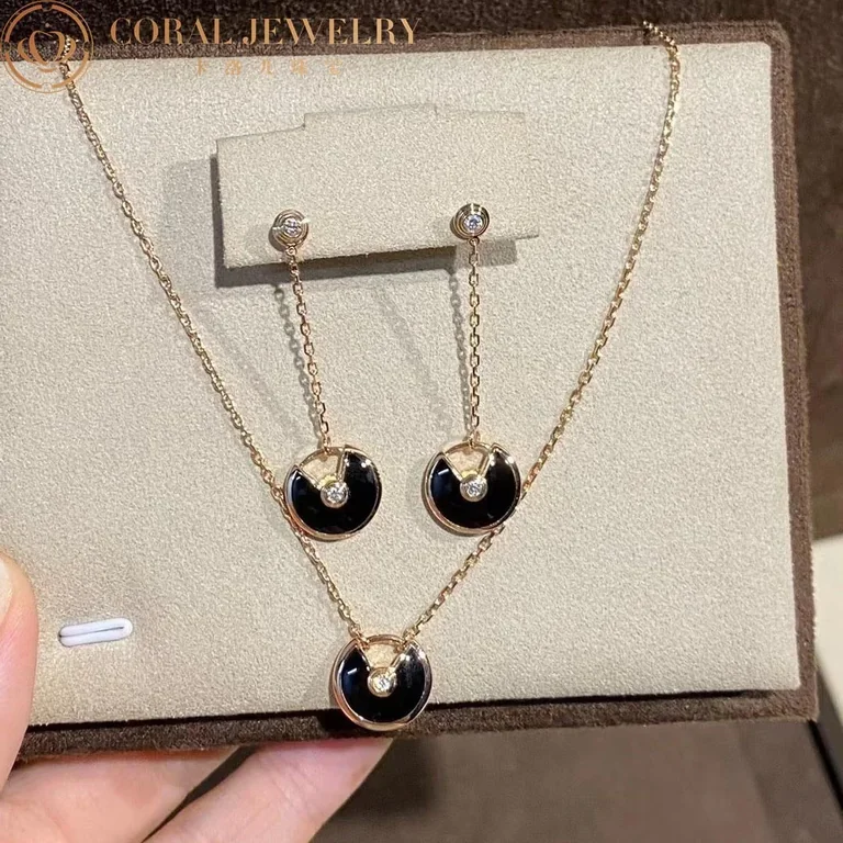Cartier Amulette De B8301230 Cartier Earrings Onyx Diamond Rose Gold 6