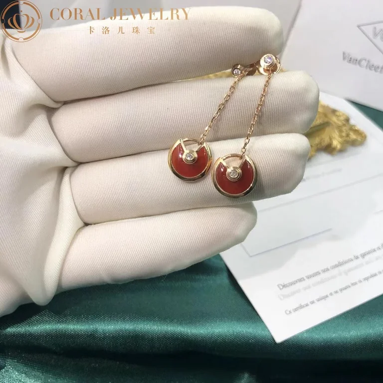 Cartier Amulette De B8301229 Cartier Earrings Rose Gold Carnelian 5