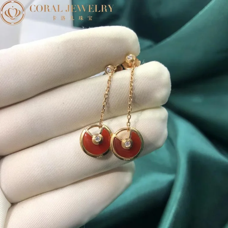 Cartier Amulette De B8301229 Cartier Earrings Rose Gold Carnelian 4