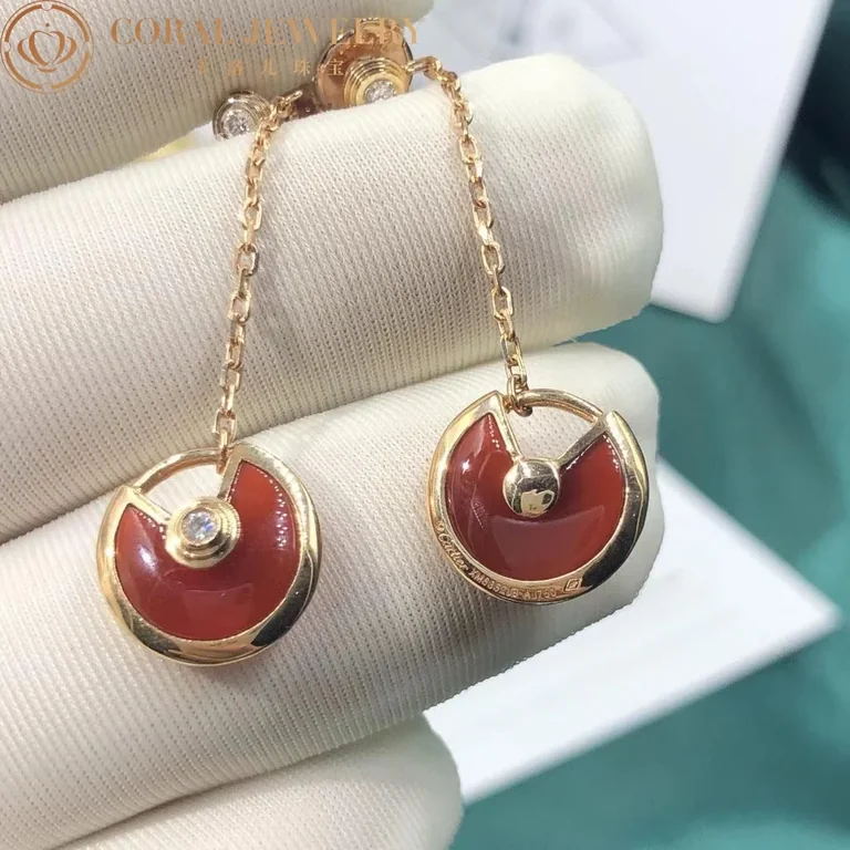 Cartier Amulette De B8301229 Cartier Earrings Rose Gold Carnelian 2
