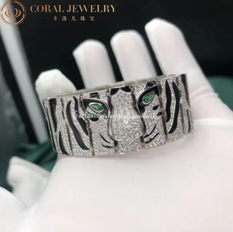 Cartier Bracelet Panthère De Cartier Bracelet White Gold Emerald Diamond Cuff 6