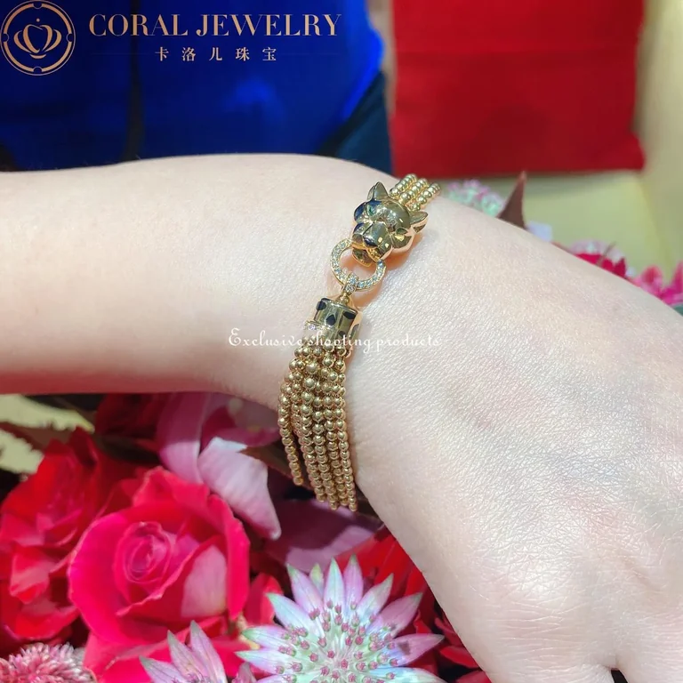 Cartier Panthère De N6709917 Cartier Bracelet Yellow Gold Black Lacquer Onyx Tsavorite Garnets Diamonds 7