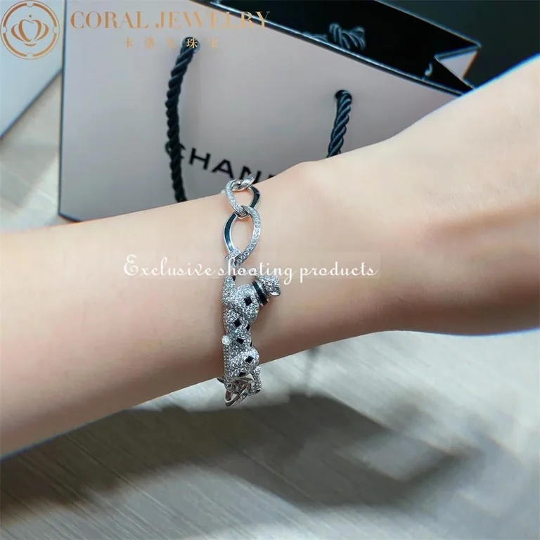 Cartier Panthère De N6707117 Cartier Bracelet White Gold Diamond Onyx Emeralds and Black Lacquer 3