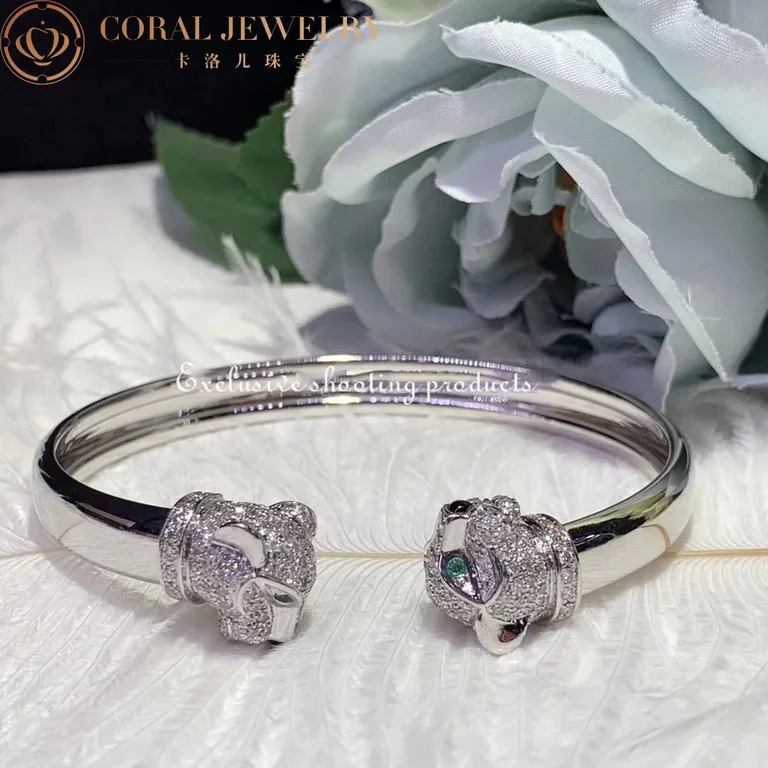 Cartier Panthère De N6706217 Cartier Bracelet White Gold Emeralds Onyx Diamonds 12