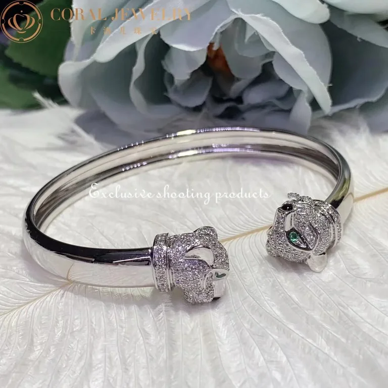 Cartier Panthère De N6706217 Cartier Bracelet White Gold Emeralds Onyx Diamonds 12