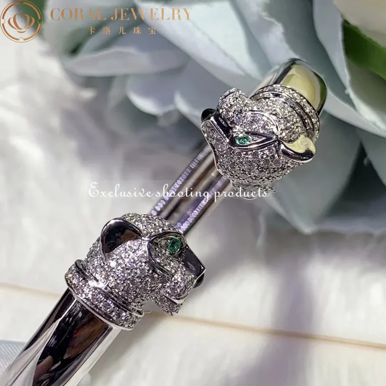 Cartier Panthère De N6706217 Cartier Bracelet White Gold Emeralds Onyx Diamonds 11