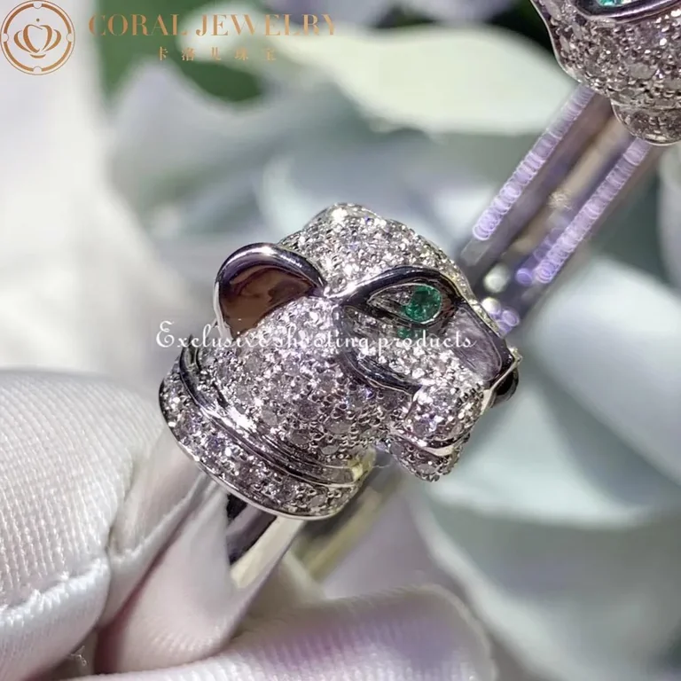 Cartier Panthère De N6706217 Cartier Bracelet White Gold Emeralds Onyx Diamonds 8