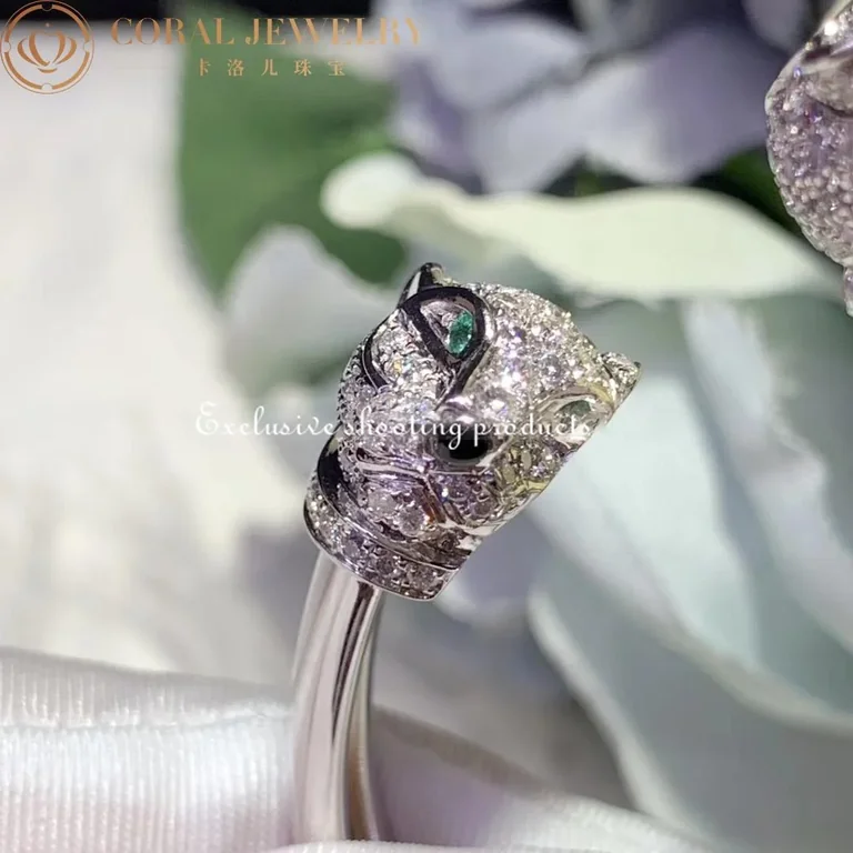 Cartier Panthère De N6706217 Cartier Bracelet White Gold Emeralds Onyx Diamonds 7