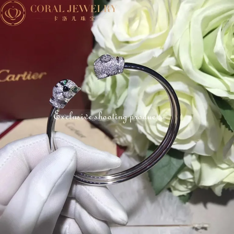Cartier Panthère De N6706217 Cartier Bracelet White Gold Emeralds Onyx Diamonds 2