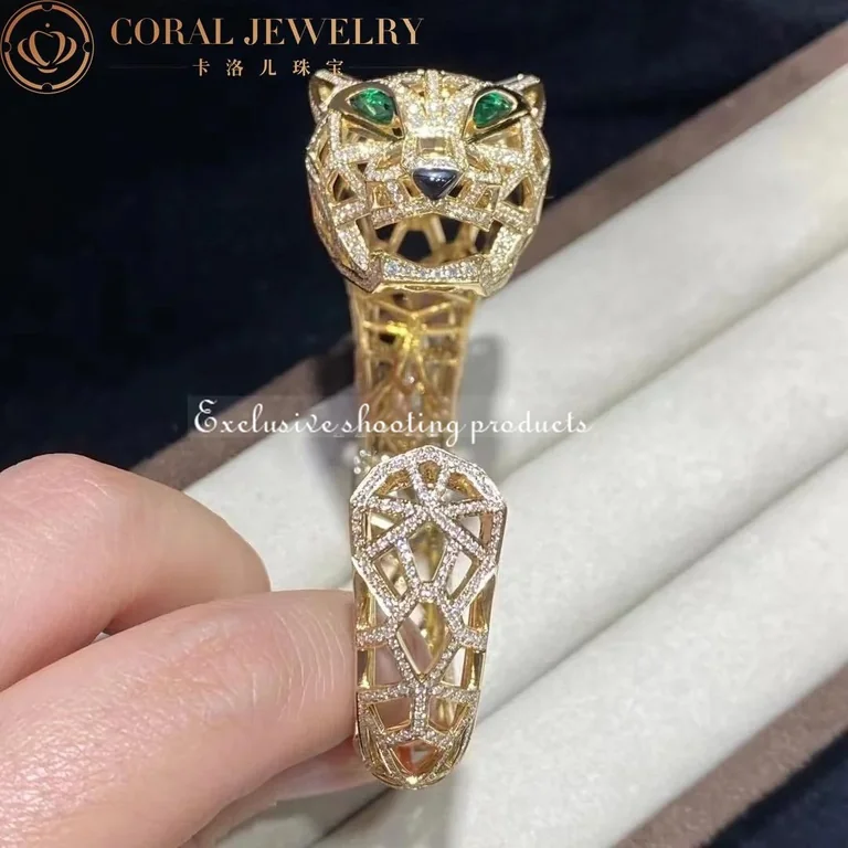 Cartier Panthère De H6030217 Cartier Bracelet 18k Yellow Gold Diamond Onyx Emerald 6