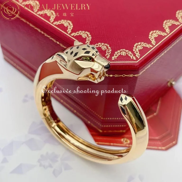 Cartier Panthère De N6033402 Cartier Bracelet 18K Yellow Gold Black Lacquer. Tsavorite Garnets Onyx 7