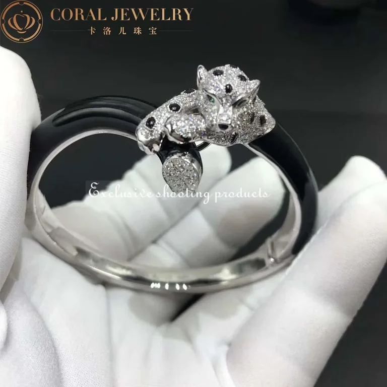 Cartier H6005917 Panthère De Cartier Bracelet 18k White Gold Onyx Emeralds Diamonds 10