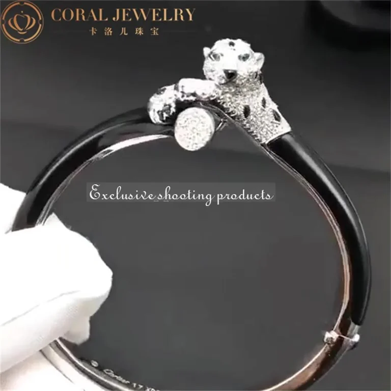 Cartier H6005917 Panthère De Cartier Bracelet 18k White Gold Onyx Emeralds Diamonds 4