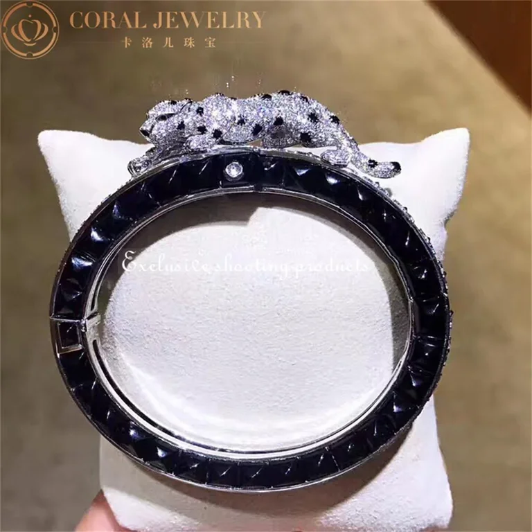 Cartier Panthère De H6002017 Cartier Bracelet 18k White Gold Onyx Emeralds Diamonds 3