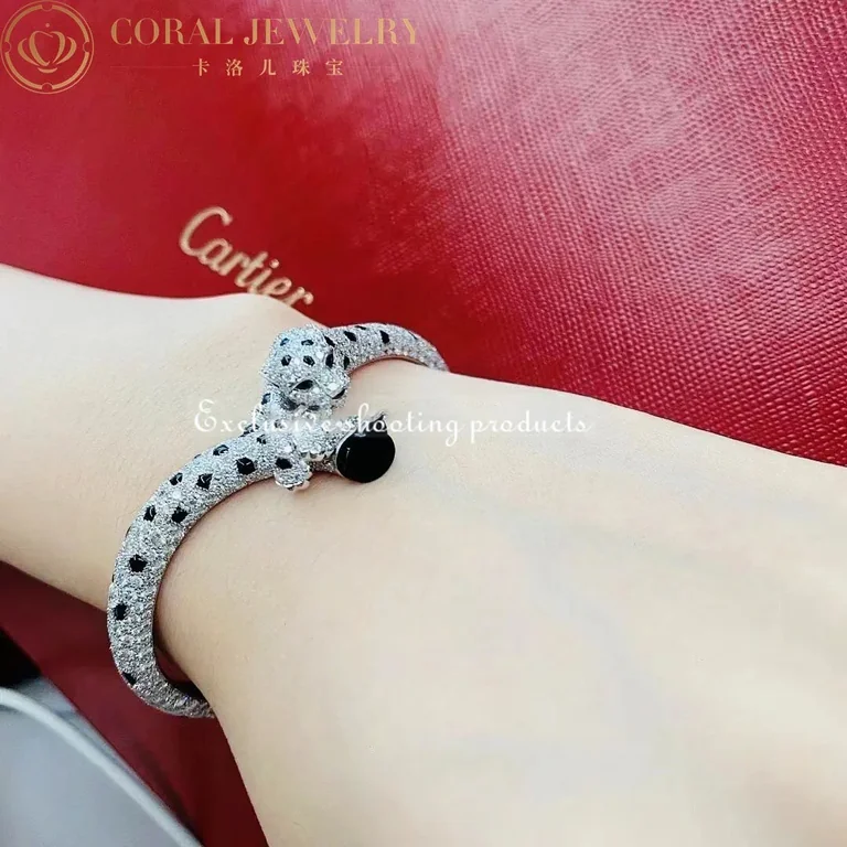 Cartier Panthère H6001517 De Cartier Bracelet 18k White Gold Onyx Emeralds Diamonds 4