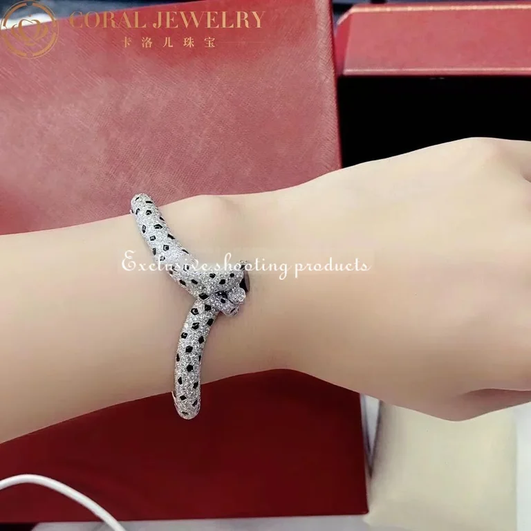 Cartier Panthère H6001517 De Cartier Bracelet 18k White Gold Onyx Emeralds Diamonds 2