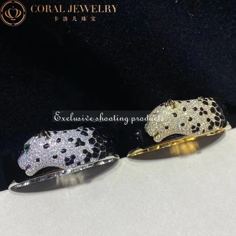 Cartier Panthère De H6001917 Cartier Bracelet 18k White Gold Onyx Emeralds and Diamonds 6
