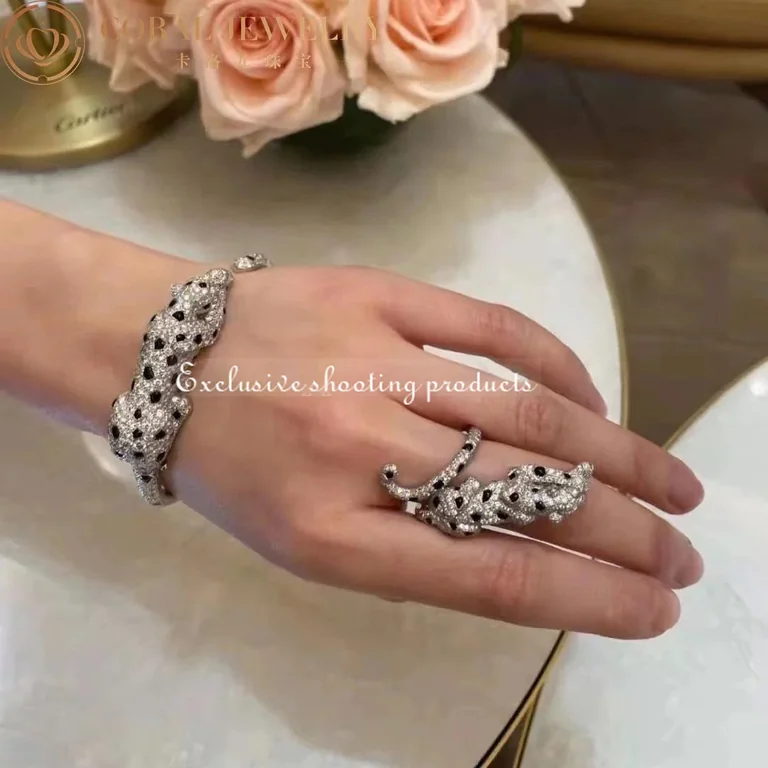 Cartier Panthère De H6019717 Cartier Bracelet 18k White Gold Emerald Onyx Diamonds 6