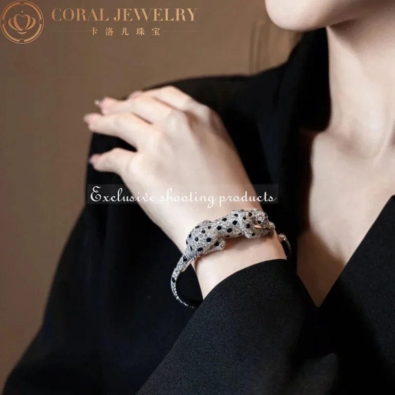Cartier Panthère De H6019717 Cartier Bracelet 18k White Gold Emerald Onyx Diamonds 2