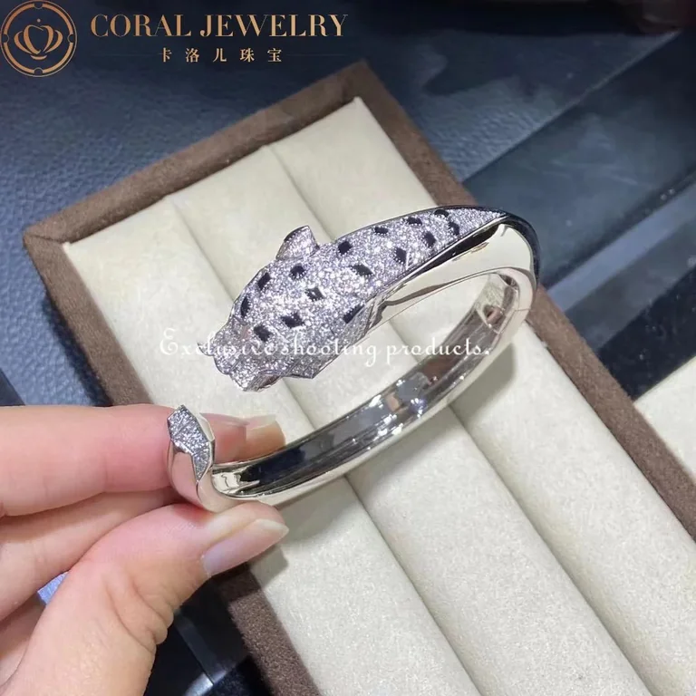 Cartier Panthère De N6034302 Cartier Bracelet 18K White Gold Diamond Onyx Emerald 8