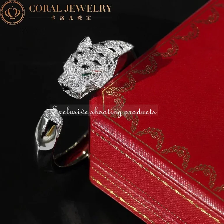 Cartier Panthère De N6034302 Cartier Bracelet 18K White Gold Diamond Onyx Emerald 6