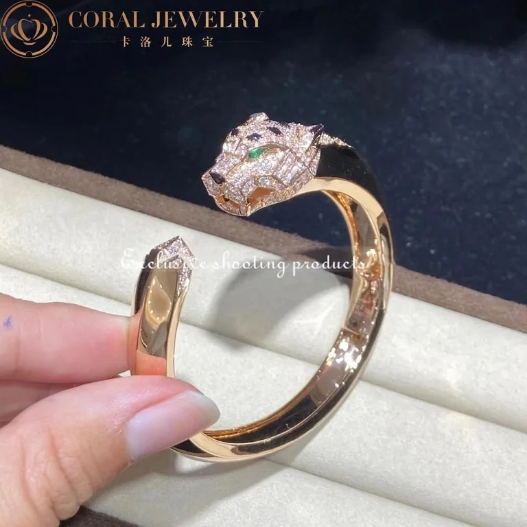 Cartier Panthère De N6710217 Cartier Bracelet 18K Rose Gold Diamond Onyx Emerald 8