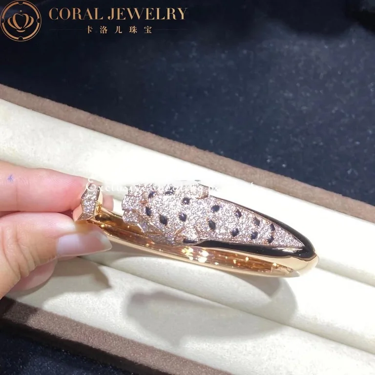 Cartier Panthère De N6710217 Cartier Bracelet 18K Rose Gold Diamond Onyx Emerald 7