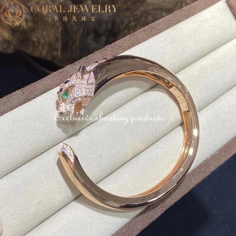 Cartier Panthère De N6710217 Cartier Bracelet 18K Rose Gold Diamond Onyx Emerald 4