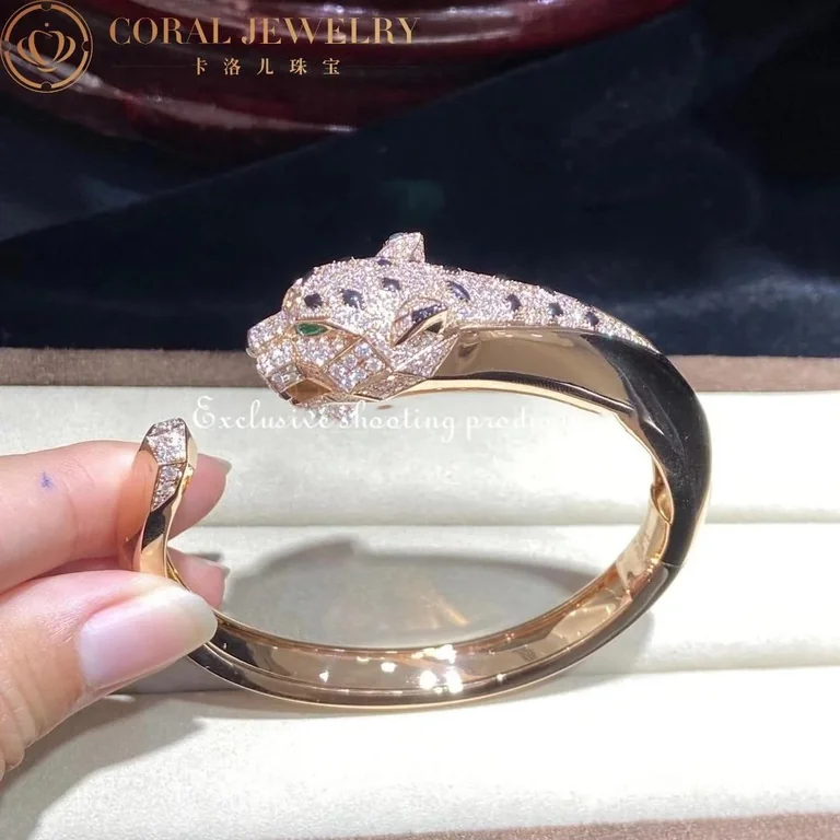 Cartier Panthère De N6710217 Cartier Bracelet 18K Rose Gold Diamond Onyx Emerald 3