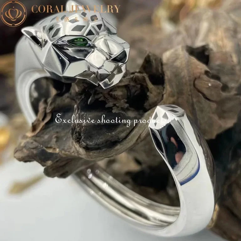 Cartier Panthère De N6034202 Cartier Bracelet 18K White Gold Black Lacquer. Tsavorite Garnets Onyx 6