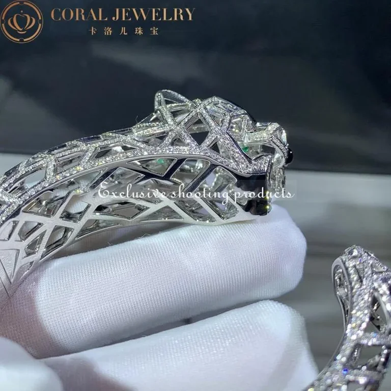 Cartier Panthère De H6030217 Cartier Bracelet 18k White Gold Diamond Onyx Emerald 5