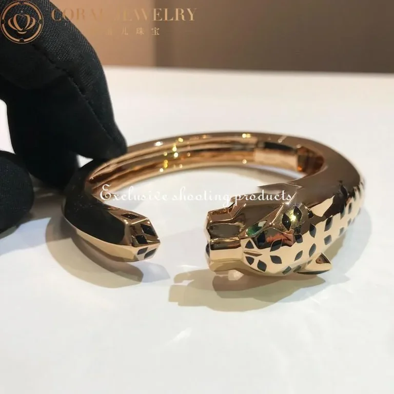 Cartier Panthère De N6710117 Cartier Bracelet 18K Rose Gold Black Lacquer. Tsavorite Garnets Onyx 4