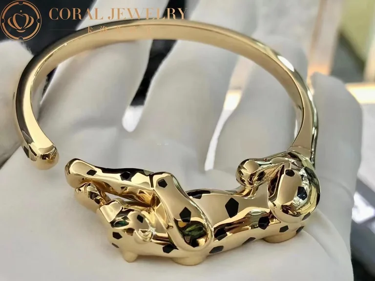 Cartier Panthère De N6712017 Cartier Bracelet 18K Gold Walking Panther Bangle with Tsavoirte Garnets 3