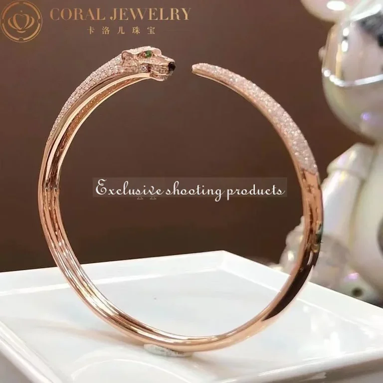 Cartier Panthère De N6718217 Cartier Bracelet Rose Gold Onyx Emeralds Diamonds 10