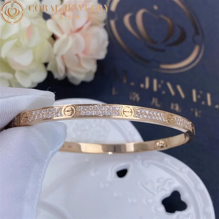 Cartier Love Bracelet N6710717 Small Model Paved Diamonds Rose Gold 9