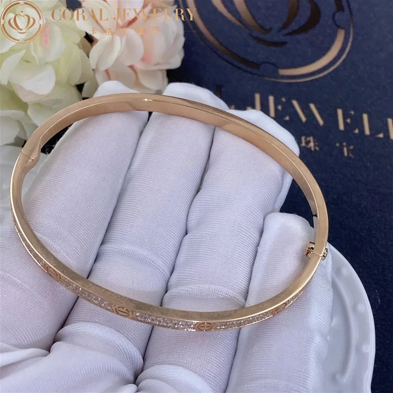 Cartier Love Bracelet N6710717 Small Model Paved Diamonds Rose Gold 8
