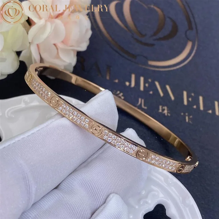 Cartier Love Bracelet N6710717 Small Model Paved Diamonds Rose Gold 7