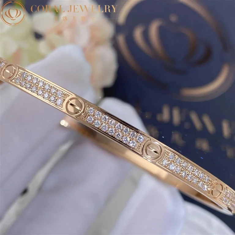 Cartier Love Bracelet N6710717 Small Model Paved Diamonds Rose Gold 6