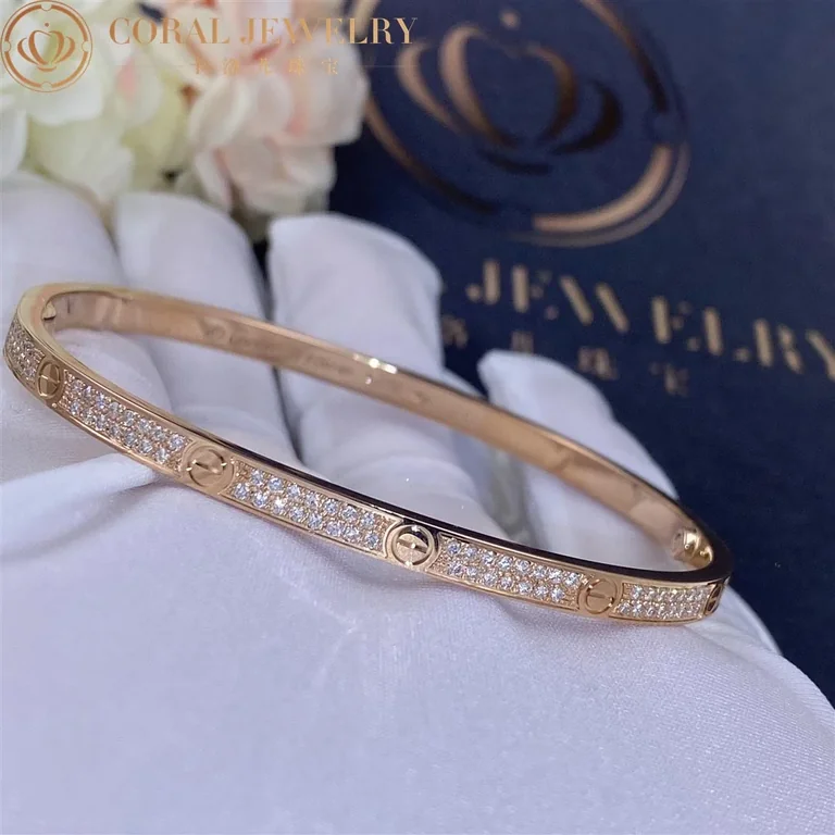Cartier Love Bracelet N6710717 Small Model Paved Diamonds Rose Gold 5