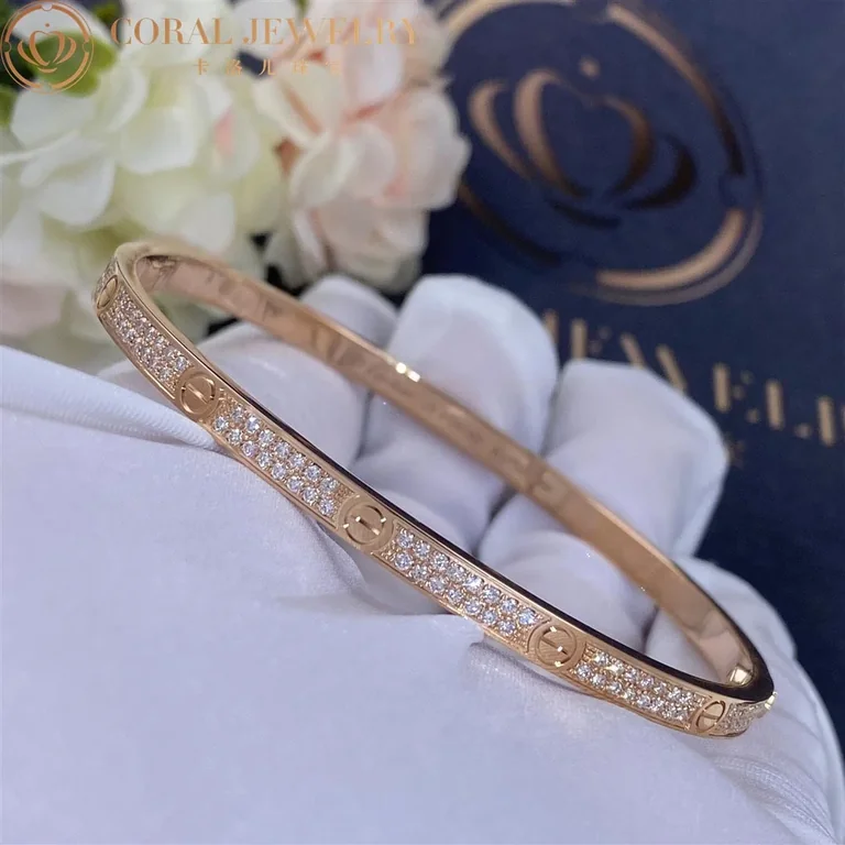 Cartier Love Bracelet N6710717 Small Model Paved Diamonds Rose Gold 4