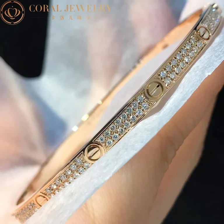 Cartier Love Bracelet N6710717 Small Model Paved Diamonds Rose Gold 3