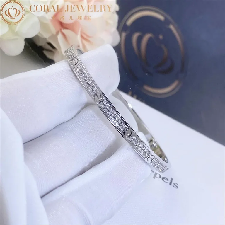 Cartier Love Bracelet N6710817 Small Model Paved Diamonds White Gold 8