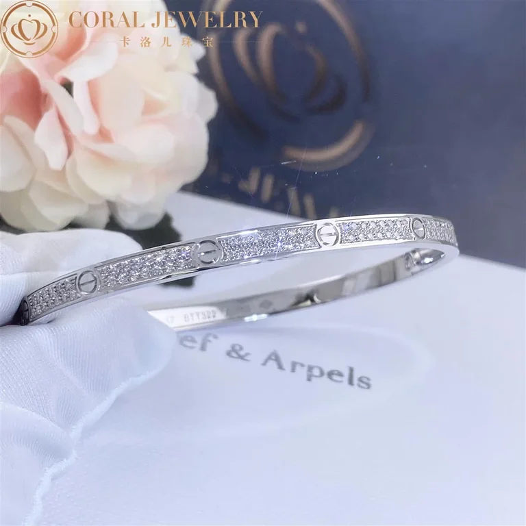 Cartier Love Bracelet N6710817 Small Model Paved Diamonds White Gold 7