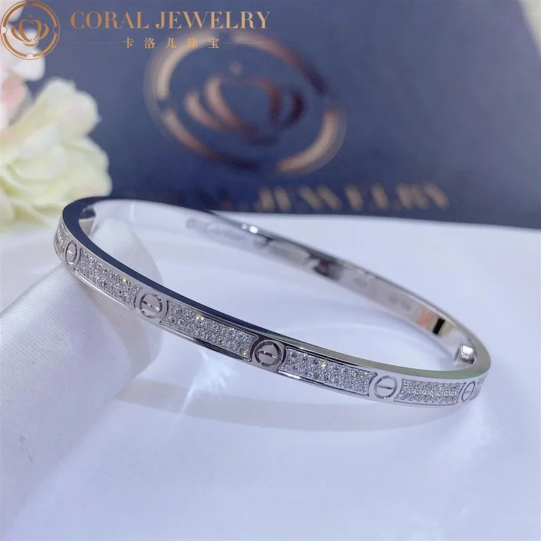 Cartier Love Bracelet N6710817 Small Model Paved Diamonds White Gold 3