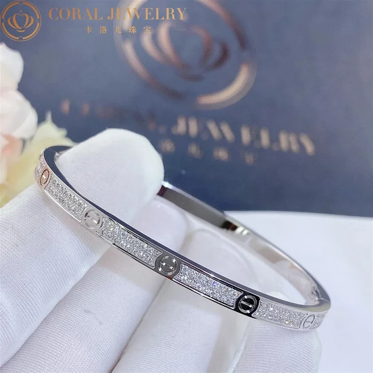 Cartier Love Bracelet N6710817 Small Model Paved Diamonds White Gold 2