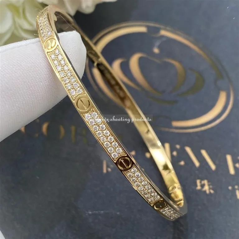 Cartier Love Bracelet N6710617 Small Model Paved Diamonds Yellow Gold 7